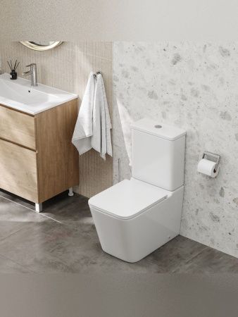 Унитаз напольный с бачком Teymi Helmi T40327 белый с сиденьем микролифт безободковый каскадный смыв