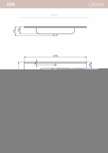 Раковина керамическая Visobath Ada 83807 120х50 встраиваемая цвет белый 1 отверстие под смеситель - фото 2