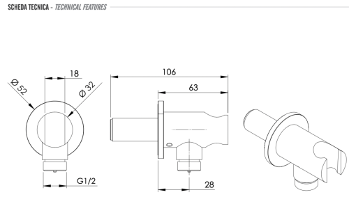 Держатель для душа Remer X Style Inox SS337M нержавеющая сталь - фото 2