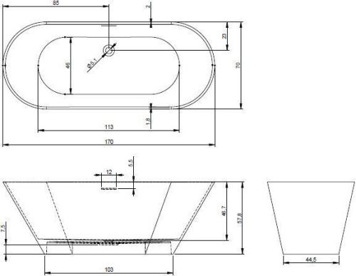Ванна из искусственного камня Riho BARCELONA B117001105 170х70 отдельностоящая овальная - фото 2