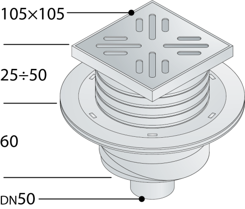 Душевой трап OMP Tea Wang 263.201.8 10х10 хром - фото 2