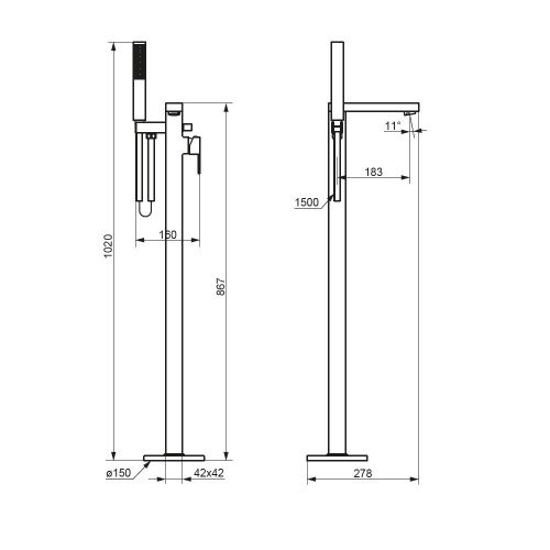 Смеситель Damixa Gala 535000300 напольный черный - фото 5