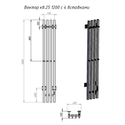 Полотенцесушитель электрический Тругор Вектор Пэк сп ПэкспВекторкв412015черВГП 20х120 черный - фото 2