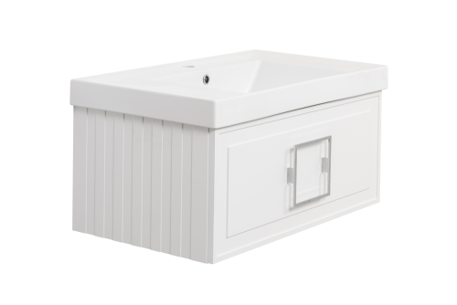 Раковина керамическая La Fenice Cubo CU.NN.80 80х50 накладная цвет белый 1 отверстие под смеситель - фото 2