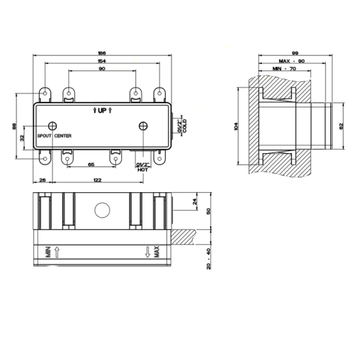 Внутренняя часть встраиваемого однорычажного смесителя с изливом Gessi Complementi 44697#031 - фото 2