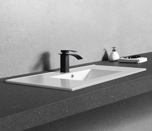 Раковина из сантехнического фаянса CeramaLux YJ803-80 80х40 встраиваемая цвет белый 1 отверстие под смеситель - фото 4