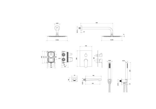 Душевая система Aquatek Оберон AQ1273BG встраиваемая в стену цвет золото - фото 2