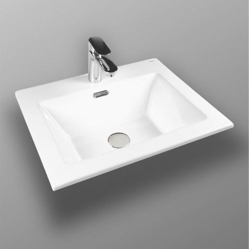Раковина из сантехнического фарфора Bond Cube S06-500 50х40 встраиваемая цвет белый 1 отверстие под смеситель - фото 5