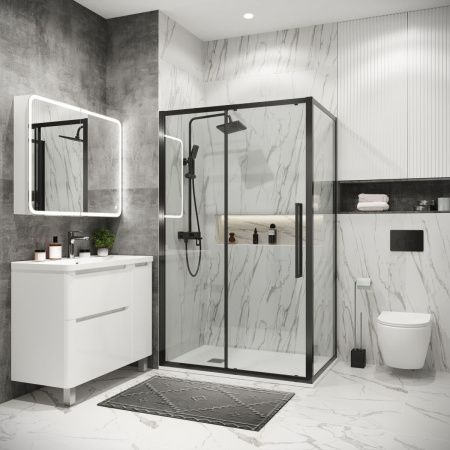 Душевой уголок Grossman Cosmo 120.K33.02.1310.42.00 130х100 стекло прозрачное профиль графит без поддона