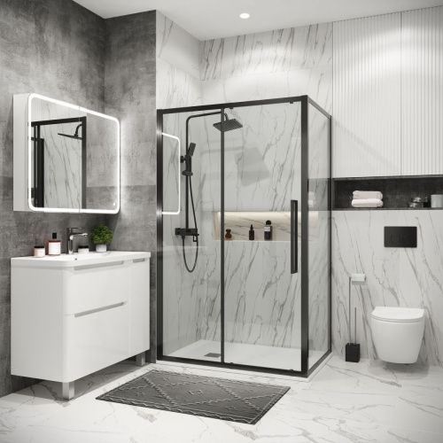 Душевая перегородка Grossman Cosmo 200.K33.02.90.42.00 90х195 стекло прозрачное профиль графит - фото 3