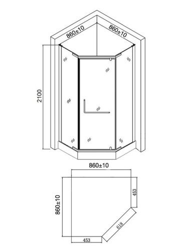 Душевой уголок Agger A03-090TCR 90х90 стекло прозрачное профиль хром с поддоном - фото 5