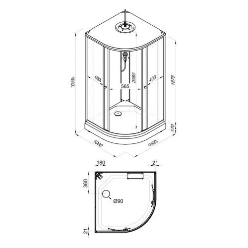 Душевая кабина Тритон Ультра Щ0000061833 100х100 четверть круга с крышей ориентация универсальная - фото 2