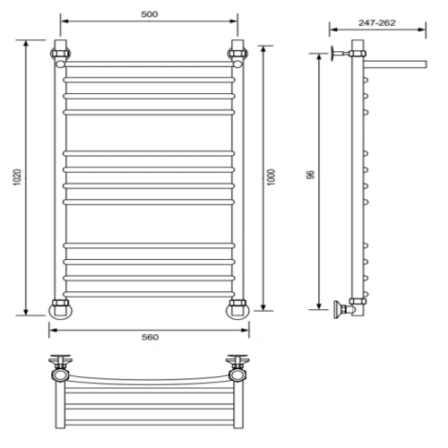 Полотенцесушитель водяной Veconi Nemi-B N10050GR-B 50х100 серый - фото 3