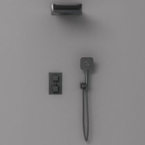 Душевая система Vincea VSFW-103TMB встраиваемая в стену цвет черный с термостатом - фото 3