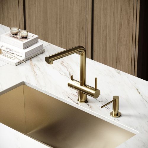 Смеситель для кухни Sancos Spin SC4015BG на мойку золото - фото 3