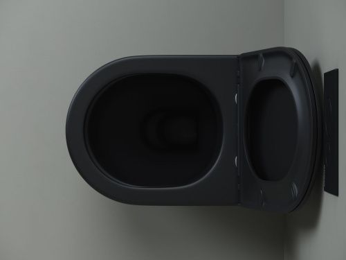 Унитаз приставной Ceramica Nova METROPOL CN4004MB черный матовый с сиденьем микролифт безободковый душевой смыв - фото 5