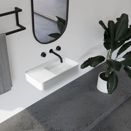 Раковина из искусственного камня Abber STEIN AS2627-0.8 80х40 подвесная цвет белый без отверстий под смеситель - фото 2