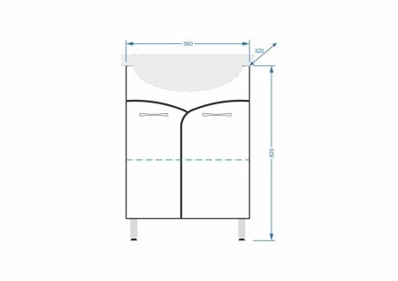 Тумба под раковину Stella Polar Волна SP-00000052 60х30 напольная цвет белый