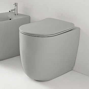 Чаша унитаза приставная Kerasan Nolita 531859 цвет светло-серый без сиденья безободковая каскадный смыв