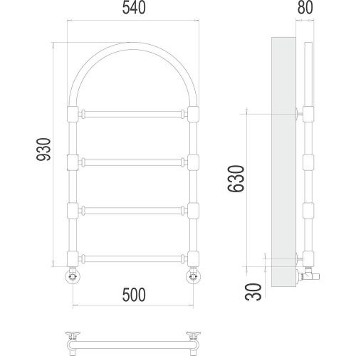 Полотенцесушитель водяной Terminus 4620768885020 55х95 бронза - фото 3