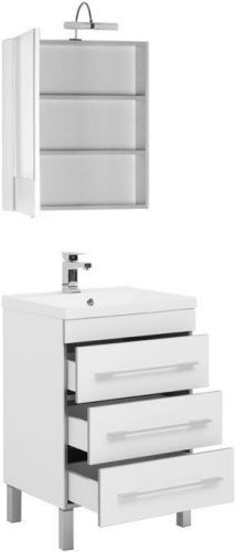 Комплект мебели: тумба с раковиной + зеркало-шкаф Aquanet Верона 00287656 60х50 напольный цвет белый - фото 2