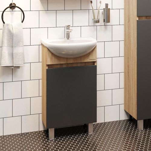 Тумба под раковину Onika Милтон 104512 40х30 напольная цвет серый/бежевый - фото 2