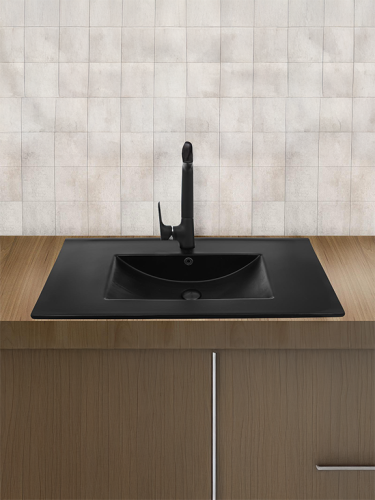 Раковина из сантехнического фаянса WeltWasser WW SK 10000005568 50 см встраиваемая цвет черный 1 отверстие под смеситель - фото 4