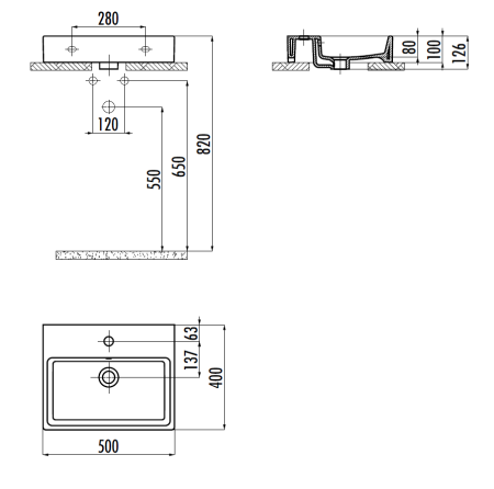 Раковина из сантехнического фарфора Creavit Next NX242-H.00000 50х40 накладная цвет белый