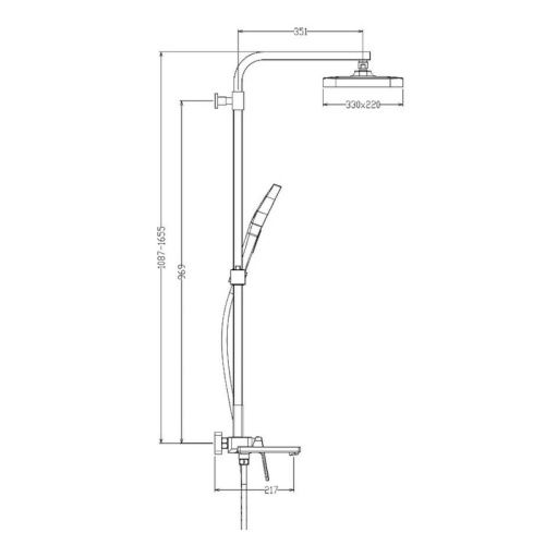 Душевая стойка Raglo R51 R51.24.06 настенная цвет черный - фото 2