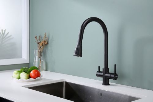 Смеситель для кухни Paulmark LANGE La214212-BLM на мойку черный - фото 4