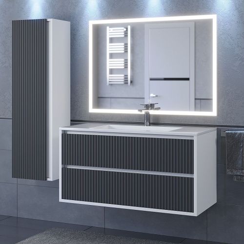 Тумба под раковину Uperwood Next Premium 3930205159 90х50 подвесная цвет серый/белый - фото 2