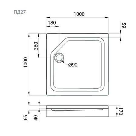 Душевой поддон акриловый Тритон Щ0000050808 100х100 белый с каркасом