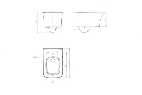 Чаша унитаза подвесная Arrow AHB2156 цвет белый без сиденья безободковая каскадный смыв - фото 4