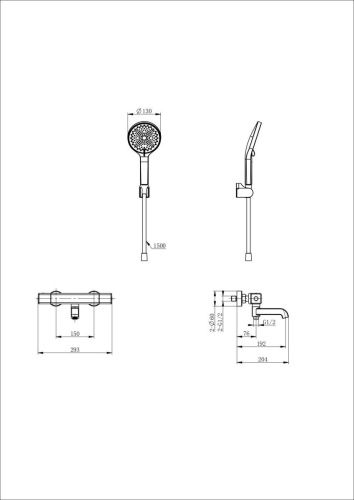 Смеситель для ванны Wonzon & Woghand Stay WW-B2016-A1-BG настенный золото с термостатом - фото 2