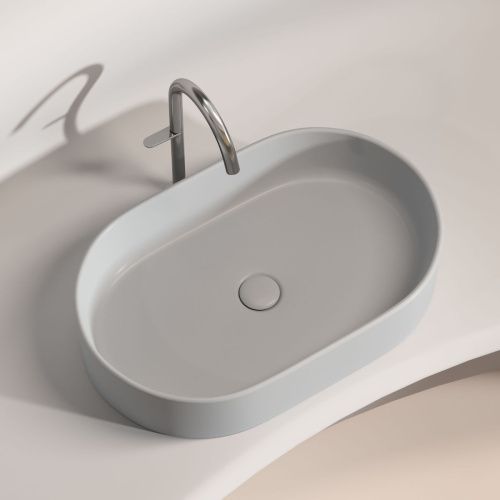 Раковина из сантехнического фарфора Ceramica Nova ELEMENT CN6048MSG 60х40 накладная цвет серый без отверстий под смеситель - фото 4