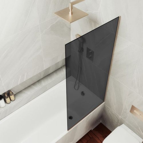 Душевая шторка на ванну Maybah Glass MGV-80-2у 60х140 стекло тонированное профиль бронза ориентация универсальная - фото 3