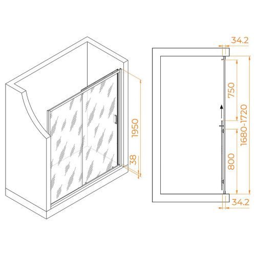 Душевая дверь RGW Passage 41081417-110 170х195 стекло прозрачное профиль сатин - фото 3