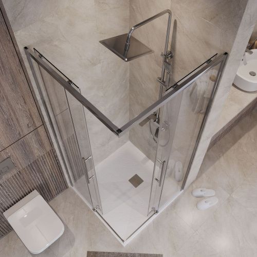 Душевой уголок Niagara Nova NG-6628-34 80х80 стекло прозрачное профиль хром без поддона - фото 5