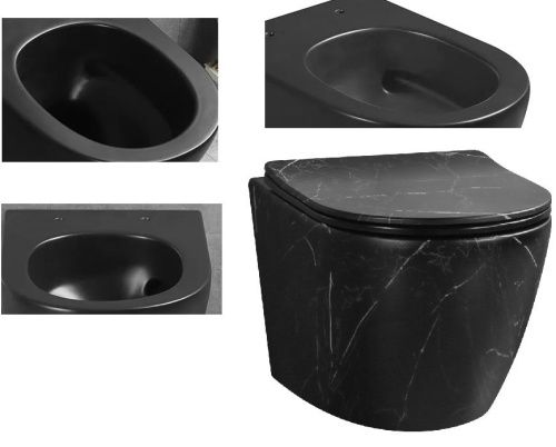 Унитаз подвесной Cerutti SPA CT9531 черный с сиденьем микролифт безободковый смыв торнадо - фото 4