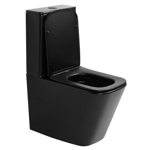 Унитаз напольный с бачком Abber Rechteck AC1210TMB черный с сиденьем безободковый смыв торнадо - фото 4