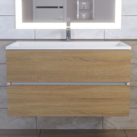 Тумба под раковину Uperwood Barsa 2937205251 90х50 подвесная цвет коричневый/белый