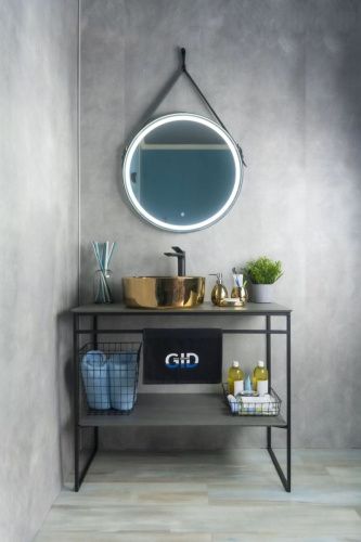 Раковина керамическая Gid 53331 40х40 накладная цвет золото без отверстий под смеситель - фото 3