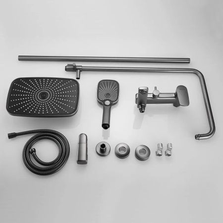 Душевая стойка Shevanik S8536T настенная цвет оружейная сталь