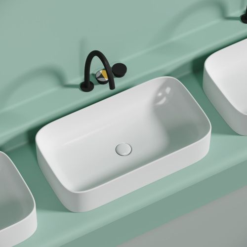 Раковина из сантехнического фарфора Ceramica Nova ELEMENT CN6054MW 70х40 накладная цвет белый без отверстий под смеситель - фото 2