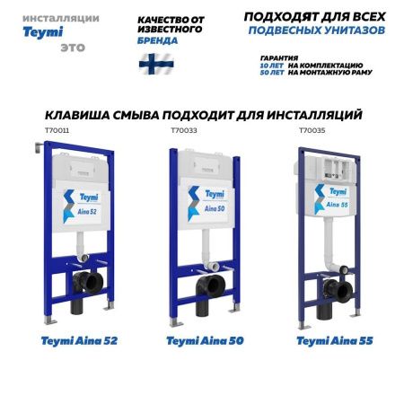 Клавиша смыва механическая Teymi Lina T70104 цвет нержавеющаясталь