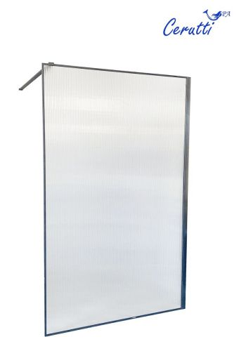 Душевая перегородка Cerutti SPA STRIP T90 90х190 стекло рифленое профиль черный - фото 3