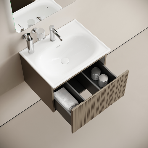 Тумба под раковину Sancos CODE CD60GB 60х50 подвесная цвет бежевый/серый - фото 5