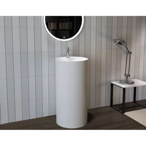 Раковина из искусственного камня MonteBianco Pisa Rubinetto 11234 50х50 напольная цвет белый 1 отверстие под смеситель - фото 2