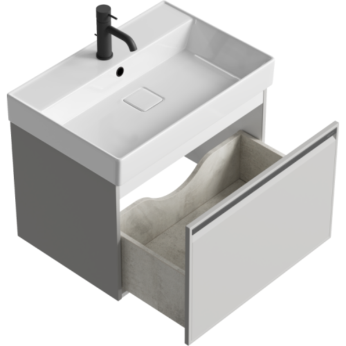 Тумба под раковину Aqwella Y PUR0165ST 60х50 подвесная цвет серый - фото 2