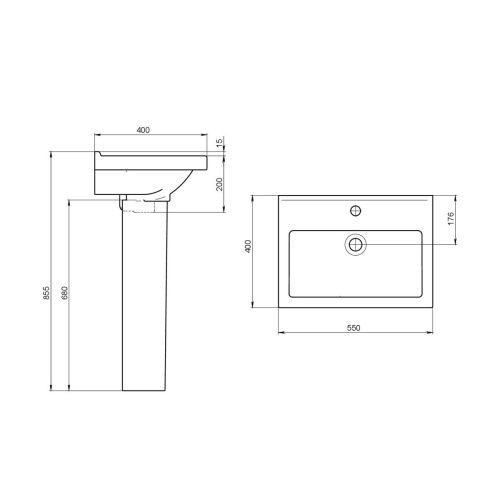 Раковина из сантехнического фарфора Onika Визит 1.3115.3.S00.11B.0 60х40 накладная цвет белый 1 отверстие под смеситель - фото 4